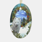 Samoyed-Welt Keramik Ornament (Links)