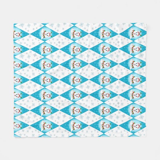 Samoyed Winter Holiday Diamond Muster Fleecedecke (Vorderseite (Horizontal))