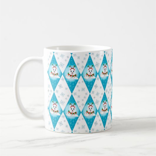 Samoyed Winter Holiday Diamond Muster Kaffeetasse (Links)