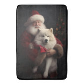 Samoyed with Santa Claus festliche Weihnachten Badematte (Vorderseite Vertikal)