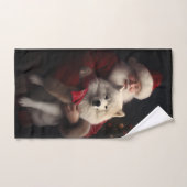 Samoyed with Santa Claus festliche Weihnachten Badhandtuch Set (Handtuch)