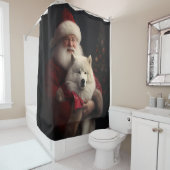 Samoyed with Santa Claus festliche Weihnachten Duschvorhang (Beispiel)