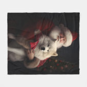 Samoyed with Santa Claus festliche Weihnachten Fleecedecke (Vorderseite (Horizontal))