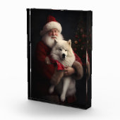 Samoyed with Santa Claus festliche Weihnachten Fotoblock (Rechts)