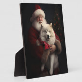Samoyed with Santa Claus festliche Weihnachten Fotoplatte (Seite)