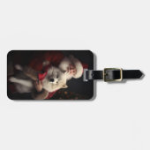 Samoyed with Santa Claus festliche Weihnachten Gepäckanhänger (Vorderseite horizontal)