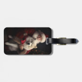 Samoyed with Santa Claus festliche Weihnachten Gepäckanhänger (Rückseite horizontal)