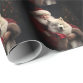 Samoyed with Santa Claus festliche Weihnachten Geschenkpapier (Rolleneckpunkt)