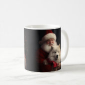 Samoyed with Santa Claus festliche Weihnachten Kaffeetasse (VorderseiteRechts)