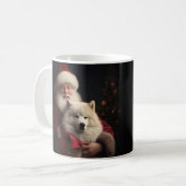 Samoyed with Santa Claus festliche Weihnachten Kaffeetasse (Vorderseite Links)