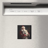 Samoyed with Santa Claus festliche Weihnachten Magnet (In Situ (Geschirrspüler))