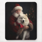 Samoyed with Santa Claus festliche Weihnachten Mousepad (Vorne)