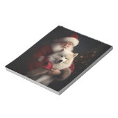 Samoyed with Santa Claus festliche Weihnachten Notizblock (Rotiert)