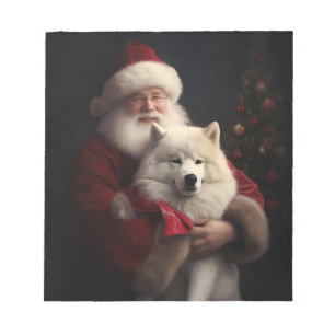 Samoyed with Santa Claus festliche Weihnachten Notizblock