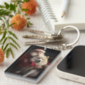 Samoyed with Santa Claus festliche Weihnachten Schlüsselanhänger (Vorderseite rechts)