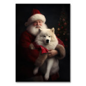 Samoyed with Santa Claus festliche Weihnachten Tischnummer (Vorderseite)