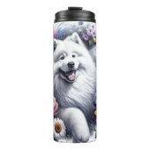 Samoyed's Fluffy Floral Burst Thermosbecher (Vorderseite)
