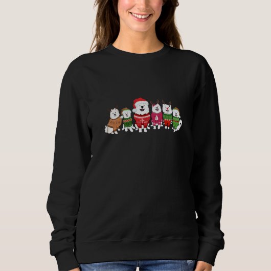 Samoyeds in Christmas jumpers Sweatshirt (Vorderseite)