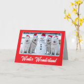 Samoyeds und Snowman Karte (Gelbe Blume)