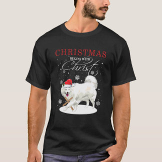 Samoyte Weihnachten beginnt mit Christus T-Shirt