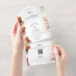 Sample Baho Orange Color Ink All in One Wedding Einladung