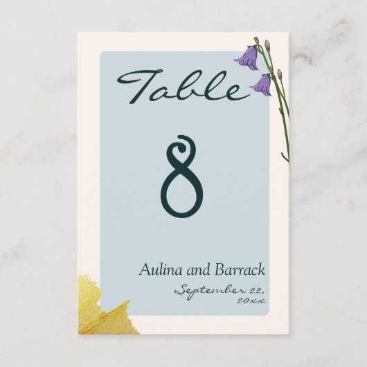 Sample Classic Golden Green Hochzeit Tischnummer (Vorderseite)