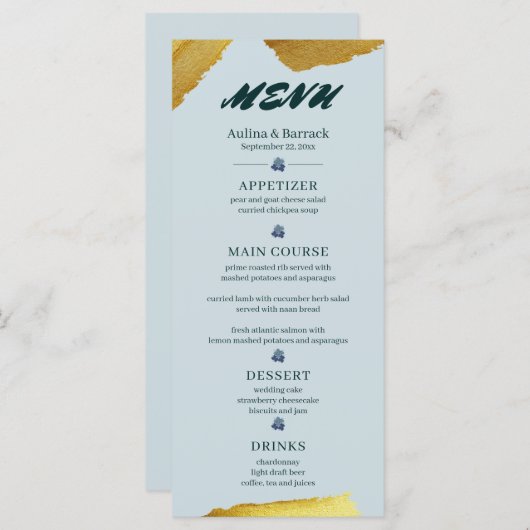 Sample Classic Golden lila Green Menükarte (Vorne/Hinten)