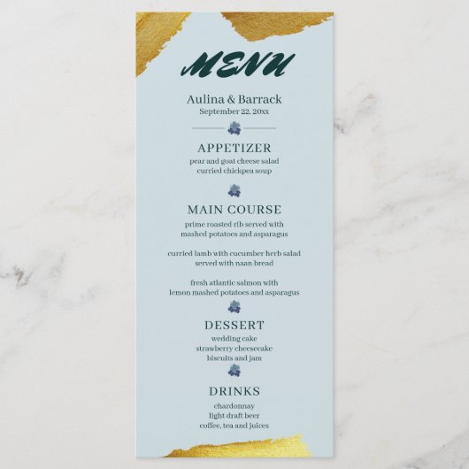 Sample Classic Golden lila Green Menükarte (Vorderseite)