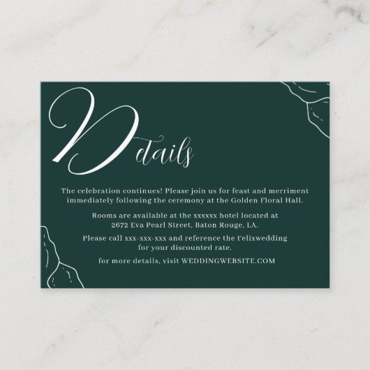 Sample Emerald Green Line Typography Detail Begleitkarte (Vorderseite)