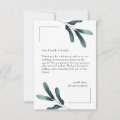 Sample Greenery Eucalyptus Foto Wedding Dankeskarte (Rückseite)