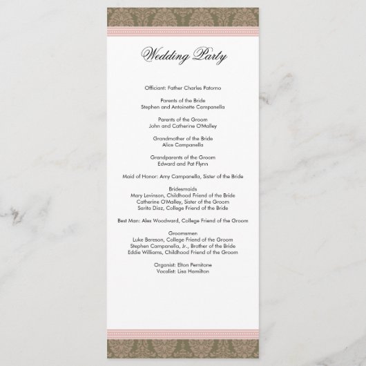 SAMPLE Hochzeitsprogramm (nur mit Vorlagentext) Programm (Rückseite)