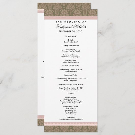 SAMPLE Hochzeitsprogramm (nur mit Vorlagentext) Programm (Vorne/Hinten)