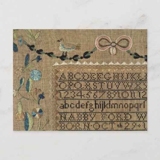 Sampler von N.Ford, 1799, New Hampshire Postkarte (Vorderseite)