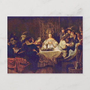 Samson bei der Hochzeit, der das Geheimnis aufgibt Postkarte