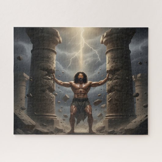Samson Breaking the Philistine Pillars Puzzle  (Horizontal)