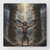 Samson Breaking the Pillars Decorative Clock Quadratische Wanduhr (Vorderseite)