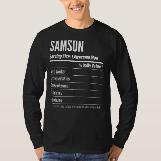 Samson Serving Size Nutrition Label Calories T-Shirt (Vorderseite)
