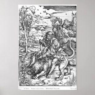 Samson tötet den Löwen, c.1496-98 Poster