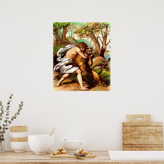 Samson tötet ein kleines Löwenposter Poster (Küche)