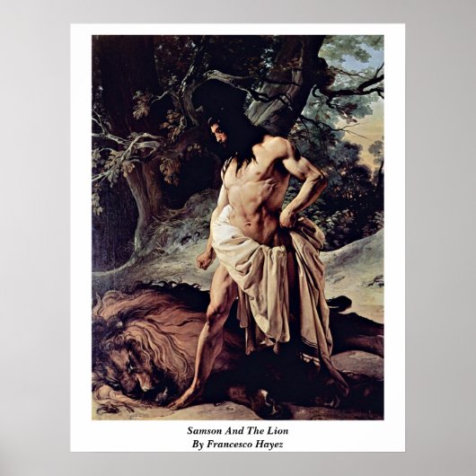 Samson und der Löwe von Francesco Hayez Poster (Vorne)