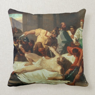 Samson verriet durch Delilah (Öl auf Leinwand) Kissen