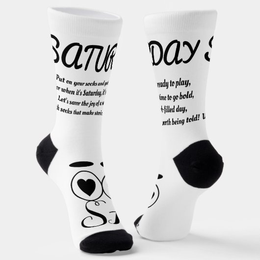 Samstag Gedicht Socks - Trendy, Funny, White&Black Socken (Gewinkelt)