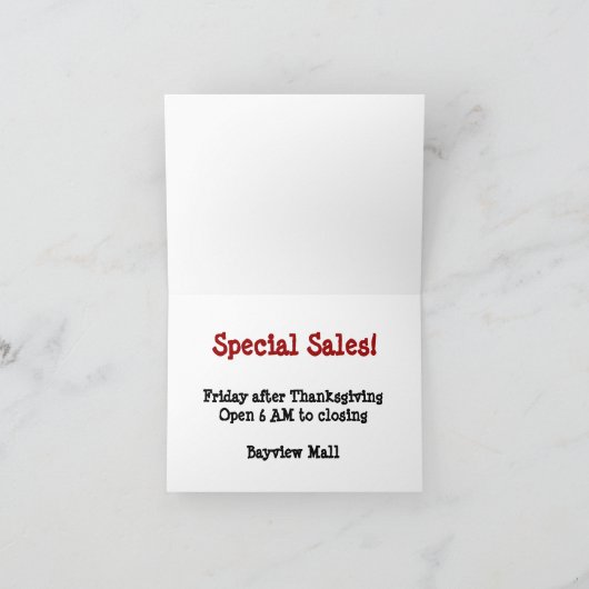 Samstag Karte (Innenseite)