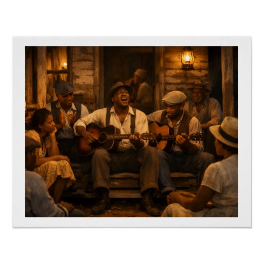 Samstag Nacht Veranda Licht Blues Poster (Vorderseite)