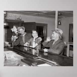 Samstagabend im Saloon, 1937. Vintage-Foto Poster