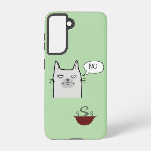 Samsung Galaxy Case mit ablehnender Katze – Grün Hülle
