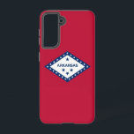 Samsung Galaxy S21 Case Flag von Arkansas, USA. Samsung Galaxy Hülle<br><div class="desc">Mit unserem exklusiven Cover mit der Fahne von Arkansas verwandeln Sie Ihre Samsung Galaxy S21 in ein Symbol des Arkansas Stolzes! Dieses Cover wurde mit viel Liebe zum Detail entworfen und zeigt stolz das ikonische Design der Staatsflagge von Arkansas. Die Fahne hat eine Diamantenform mit 25 weißen Sternen und drei...</div>