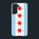 Samsung Galaxy S21 Case Flag von Chicago, USA. Samsung Galaxy Hülle<br><div class="desc">Mit der Samsung SGH-X500 und dem neuen Samsung SGH-X500 ist das Samsung SGH-X21 ein neues Highlight in Sachen Komfort. Dieses Cover wurde mit Präzision erstellt und zeigt stolz die ikonischen Elemente der Chicagoer Flagge. Das Design besteht aus vier roten Sternen, die historische Ereignisse darstellen: Fort Dearborn, das Great Chicago Fire,...</div>