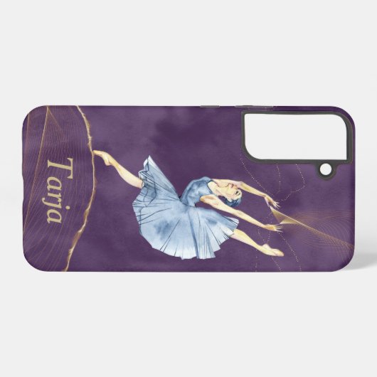 Samsung S22 Fall mit Ballerina Lila Background Samsung Galaxy Hülle (Rückseite (Horizontal))