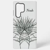 Samsung S22 Ultra Case Light Gray Leaf Lines Galaxy Hülle (Rückseite)